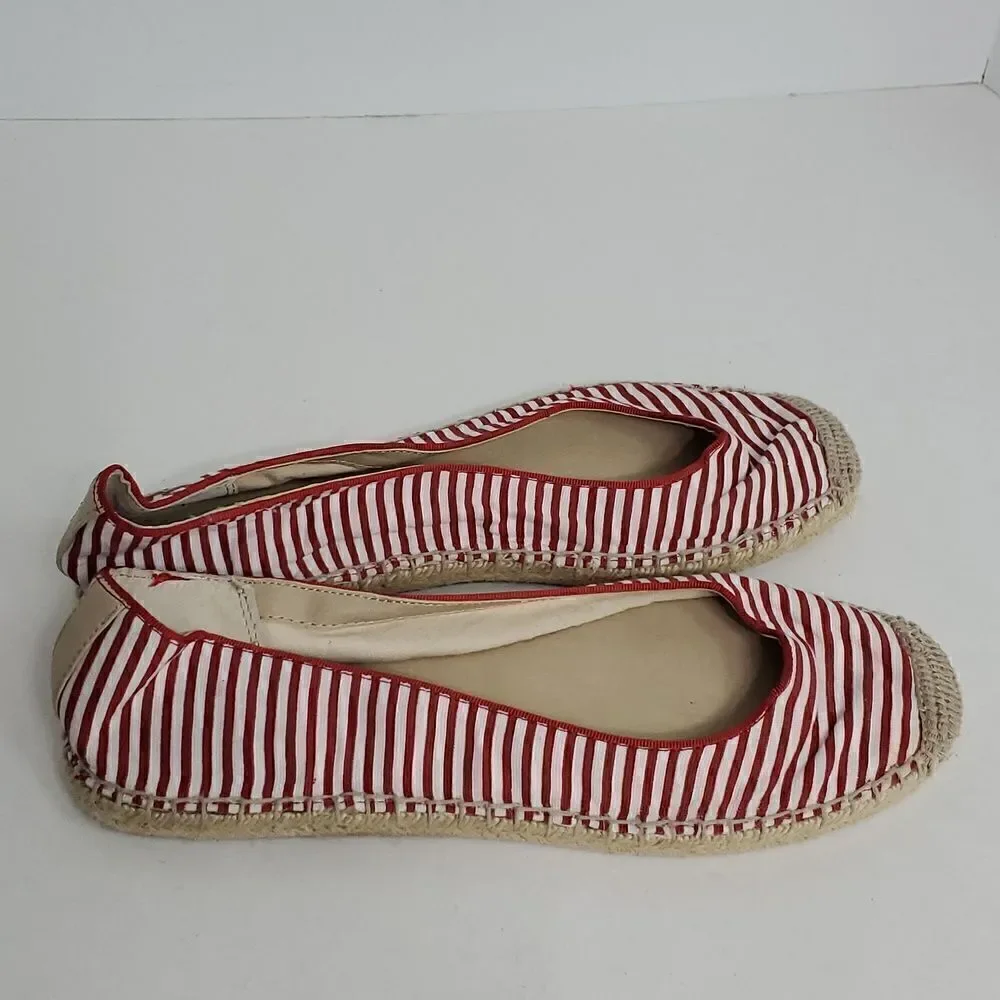 Franco Sarto Adele Red & White Espadrille Flats Women's Size 9.5M
